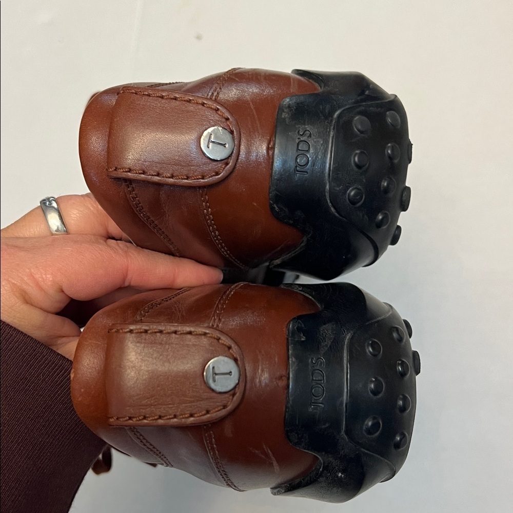 TOD’S WOMENS BROWN LEATHER DRIVING SHOES SIZE 38.5 - Picture 7 of 16